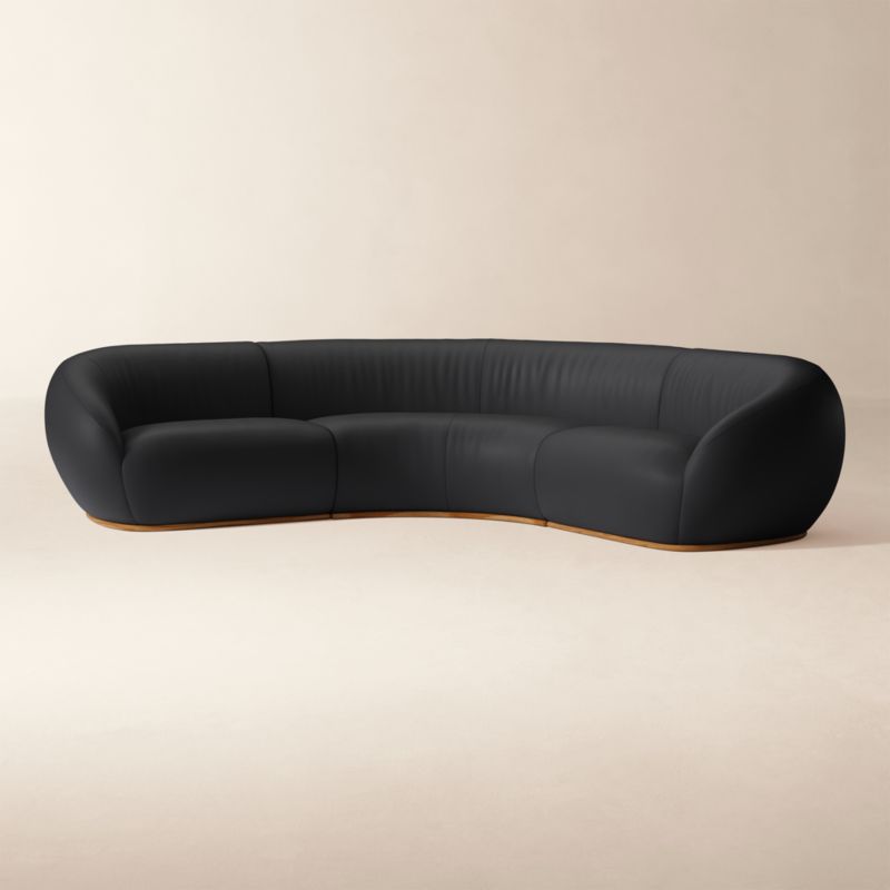 View Baza 3-Piece Leather L-Shaped Sectional Sofa by Casa Dean by Swizz Beatz - image 3 of 5