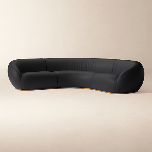 Baza 3-Piece Leather L-Shaped Sectional Sofa by Casa Dean by Swizz Beatz