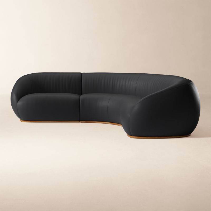 View Baza 3-Piece Leather L-Shaped Sectional Sofa by Casa Dean by Swizz Beatz - image 4 of 5