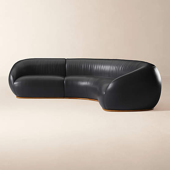 Baza 3-Piece Leather L-Shaped Sectional Sofa by Casa Dean by Swizz Beatz