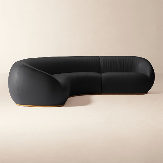 Baza 3-Piece Leather L-Shaped Sectional Sofa by Casa Dean by Swizz Beatz