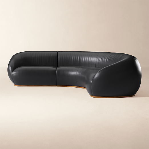 Baza 3-Piece Leather L-Shaped Sectional Sofa by Casa Dean by Swizz Beatz