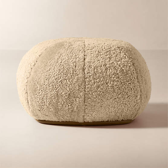 Baza Taupe Shearling Ottoman by Casa Dean by Swizz Beatz