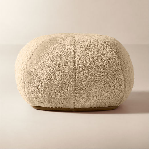 Baza Taupe Shearling Ottoman by Casa Dean by Swizz Beatz