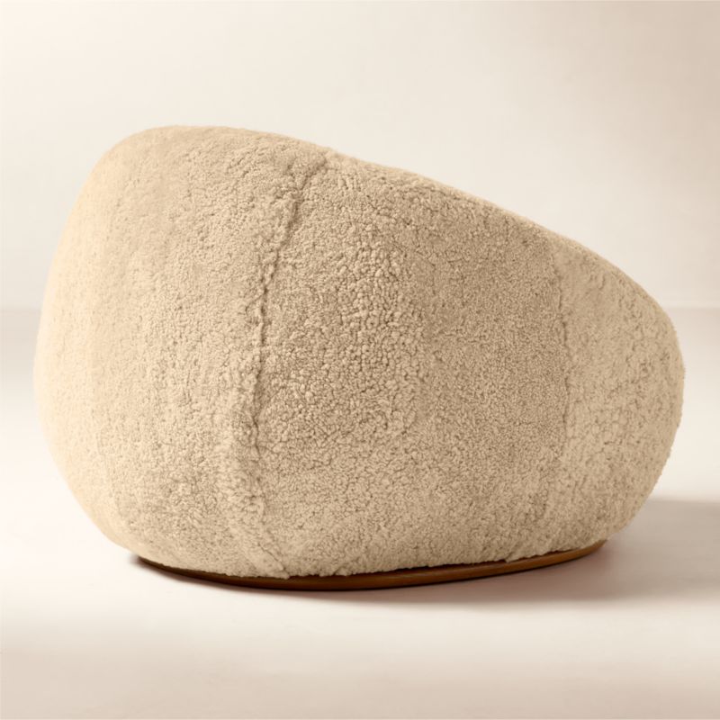 Baza Taupe Shearling Swivel Chair by Casa Dean by Swizz Beatz - image 4 of 9
