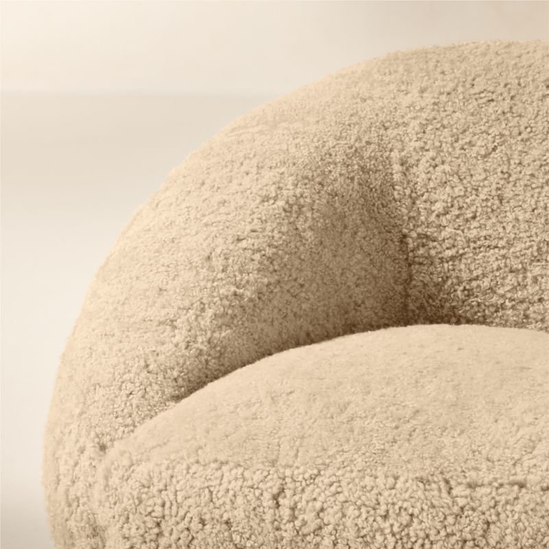Baza Taupe Shearling Swivel Chair by Casa Dean by Swizz Beatz - image 6 of 9