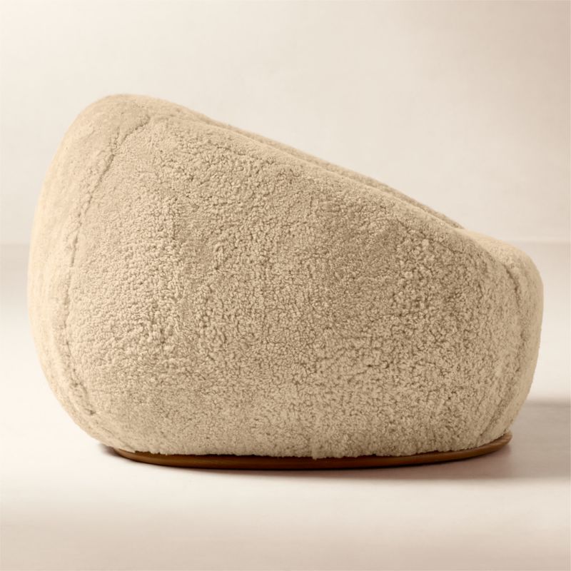 Baza Taupe Shearling Swivel Chair by Casa Dean by Swizz Beatz - image 3 of 9