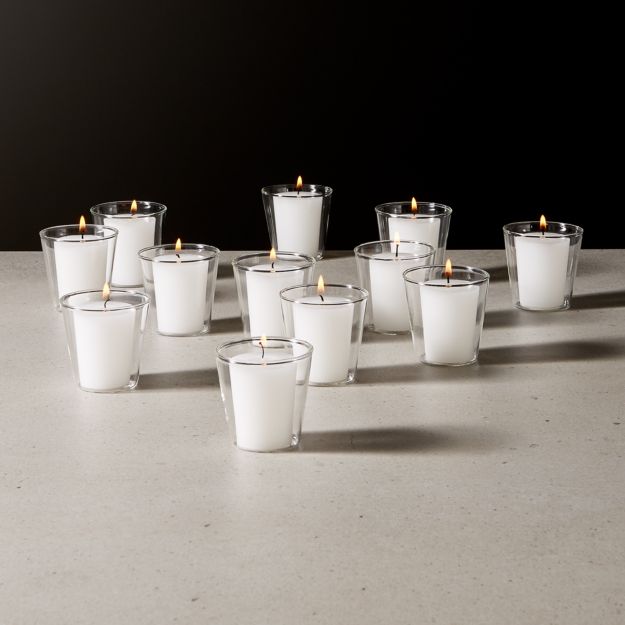 Set of 12 Beaker Glass Tea Light Candle Holders + Reviews CB2