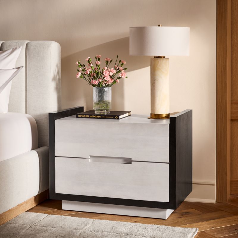 Beaufort 30" Whitewashed Wood 2-Drawer Nightstand - image 3 of 9