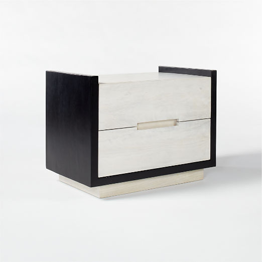 Beaufort 2-Drawer Whitewashed Wood Nightstand