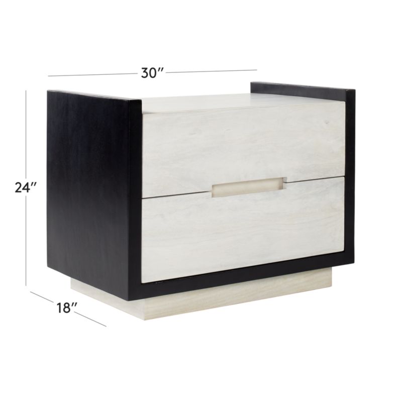 View Beaufort 2-Drawer Whitewashed Wood Nightstand - image 3 of 9