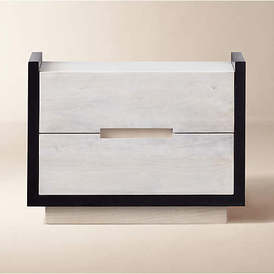 Beaufort 30" Whitewashed Wood 2-Drawer Nightstand