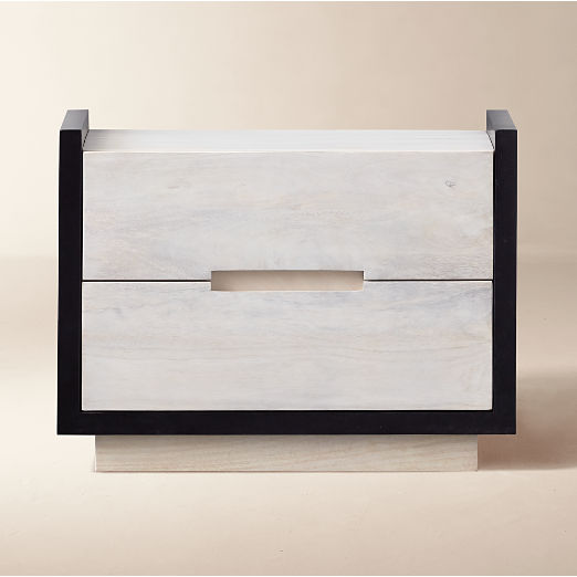 Beaufort 30" Whitewashed Wood 2-Drawer Nightstand