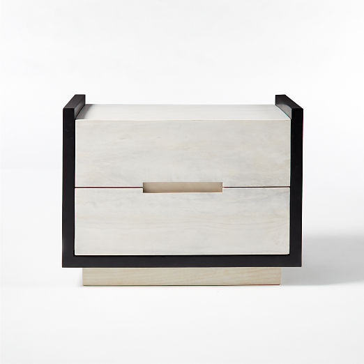 Beaufort 2-Drawer Whitewashed Wood Nightstand