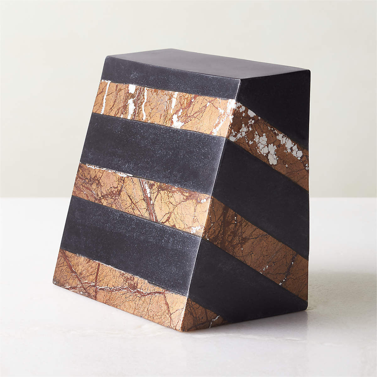 Beckett Modern Layered Black Marble Bookend + Reviews CB2