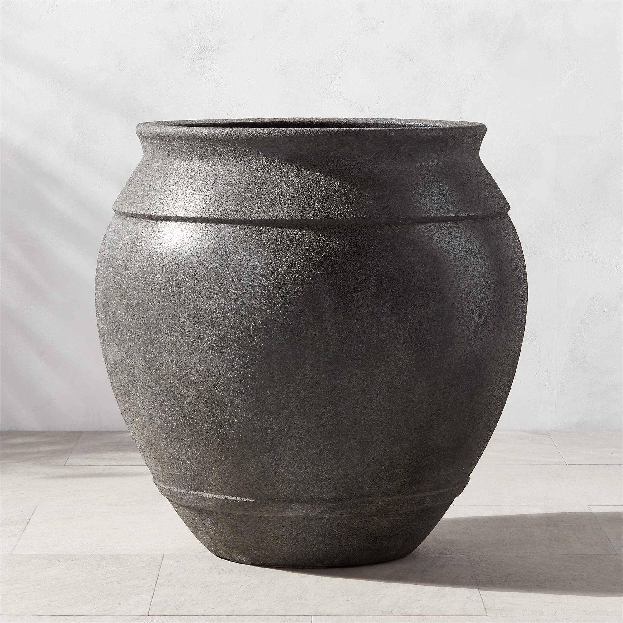 Belly Modern Grey Stone Outdoor Planter XXL + Reviews | CB2