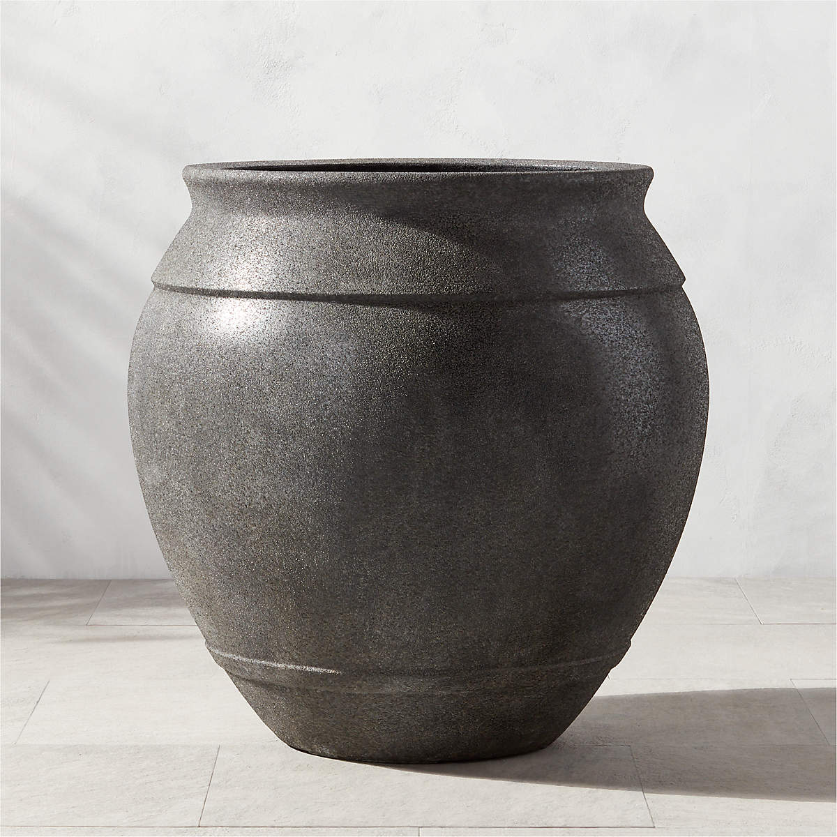 Belly Modern Grey Stone Outdoor Planter XXL + Reviews CB2