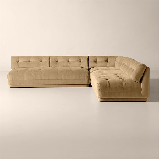 Belmond 3-Piece L-Shaped Light Brown Velvet Sectional Sofa