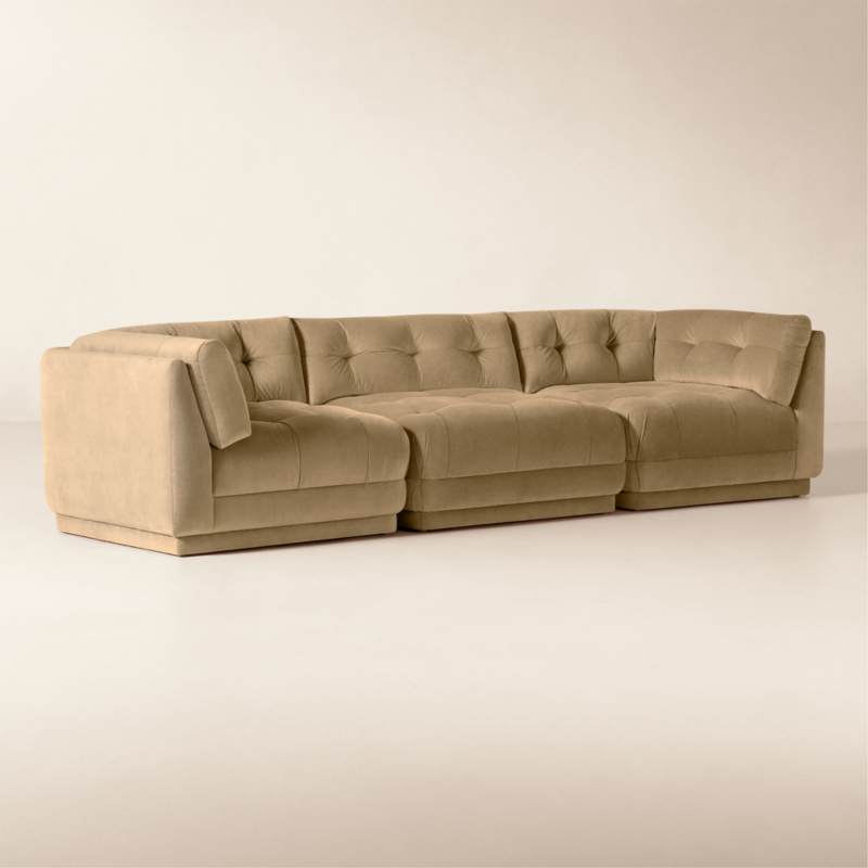 Belmond 3-Piece Light Brown Velvet Sectional Sofa - image 4 of 12