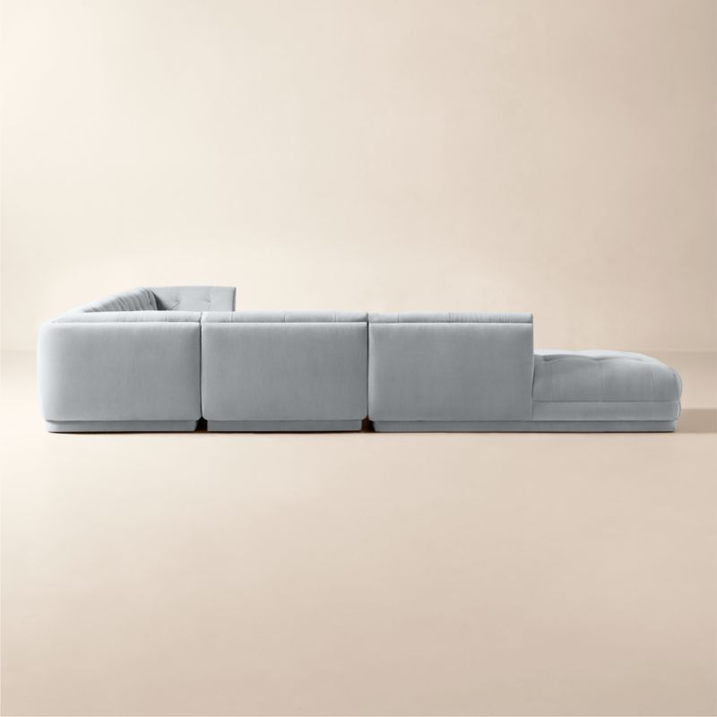 Belmond 5-Piece L-Shaped Light Blue Velvet Sectional With Left-Arm Bumper - image 2 of 7
