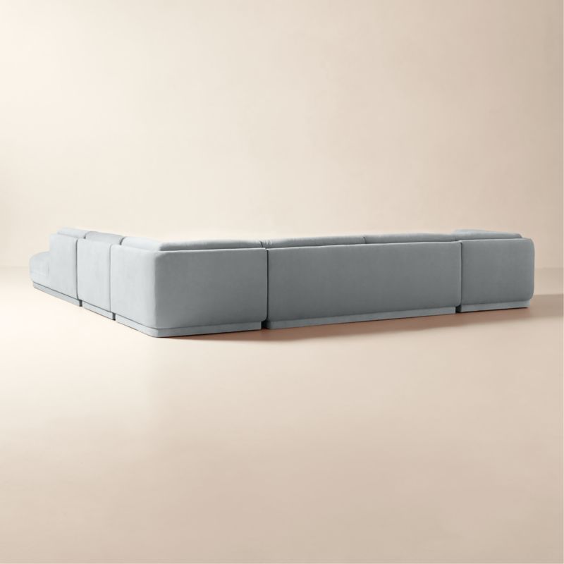Belmond 5-Piece L-Shaped Light Blue Velvet Sectional With Right-Arm Bumper - image 3 of 7
