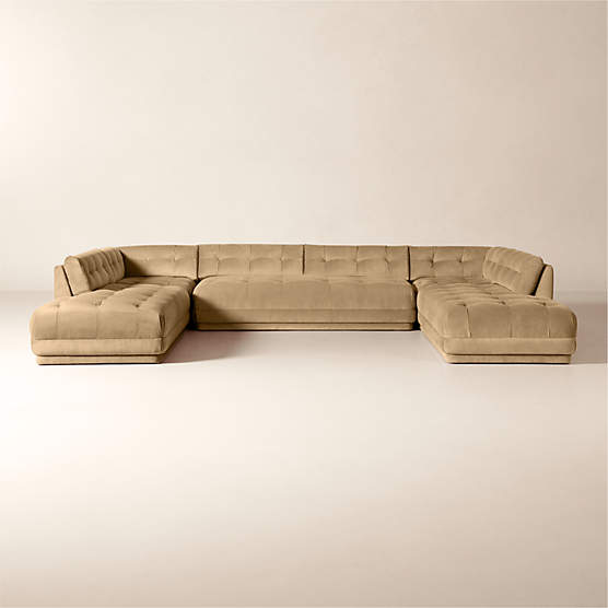 Belmond 5-Piece U-Shaped Light Brown Velvet Sectional Sofa