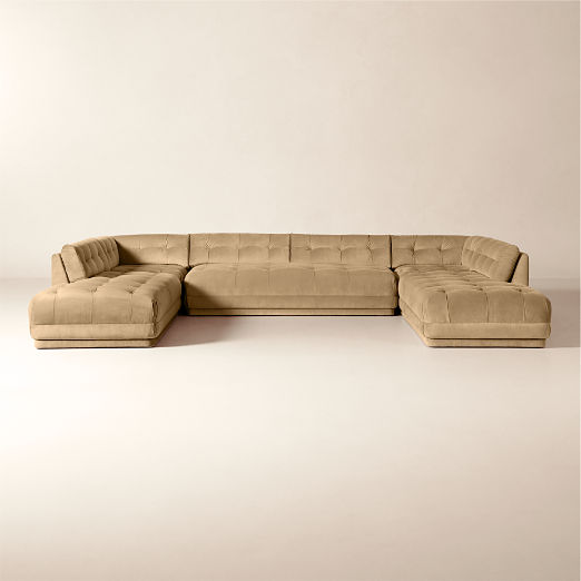 Belmond 5-Piece U-Shaped Light Brown Velvet Sectional Sofa