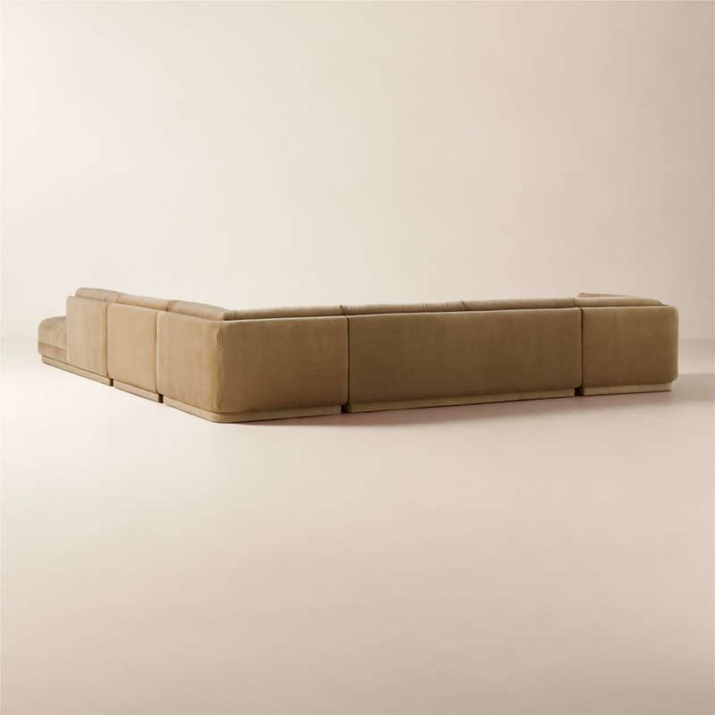 Belmond 5-Piece L-Shaped Light Brown Velvet Sectional Sofa with Right Arm Bumper - image 6 of 12