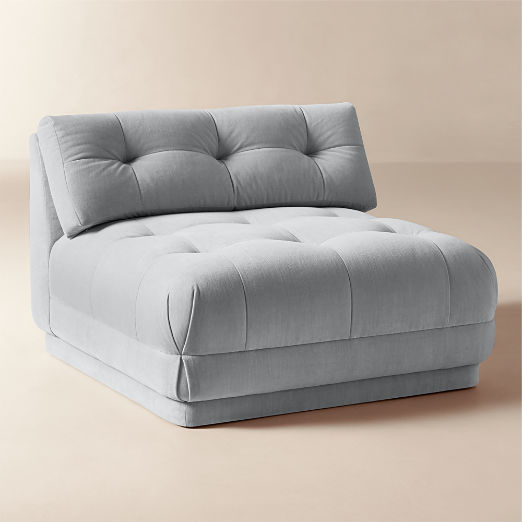 Belmond Light Blue Tufted Velvet Armless Chair