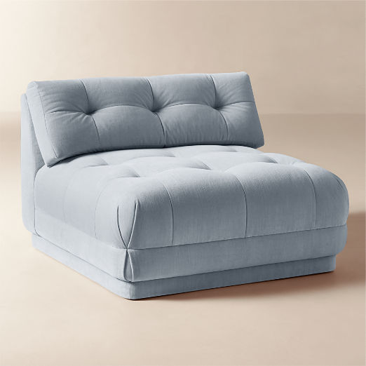 Belmond Light Blue Tufted Velvet Armless Chair