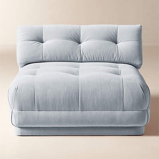Belmond Light Blue Tufted Velvet Armless Slipper Chair
