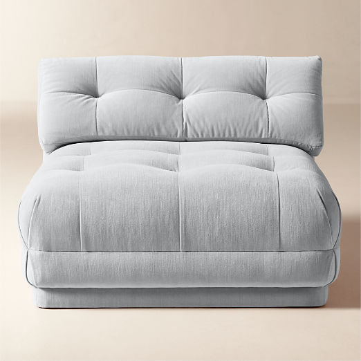 Belmond Light Blue Tufted Velvet Armless Chair