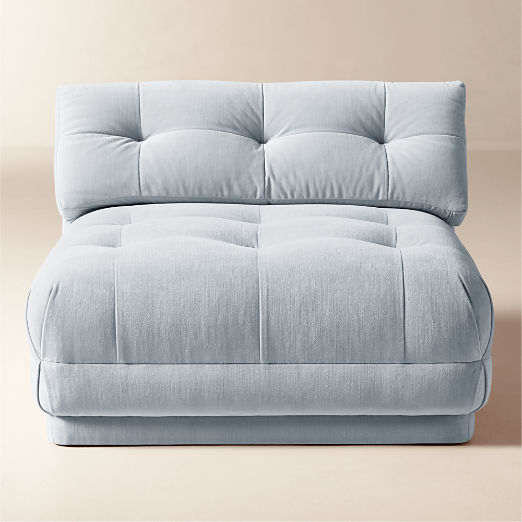 Belmond Light Blue Tufted Velvet Armless Slipper Chair