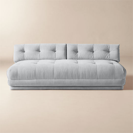 Belmond Light Blue Tufted Velvet Armless Sofa