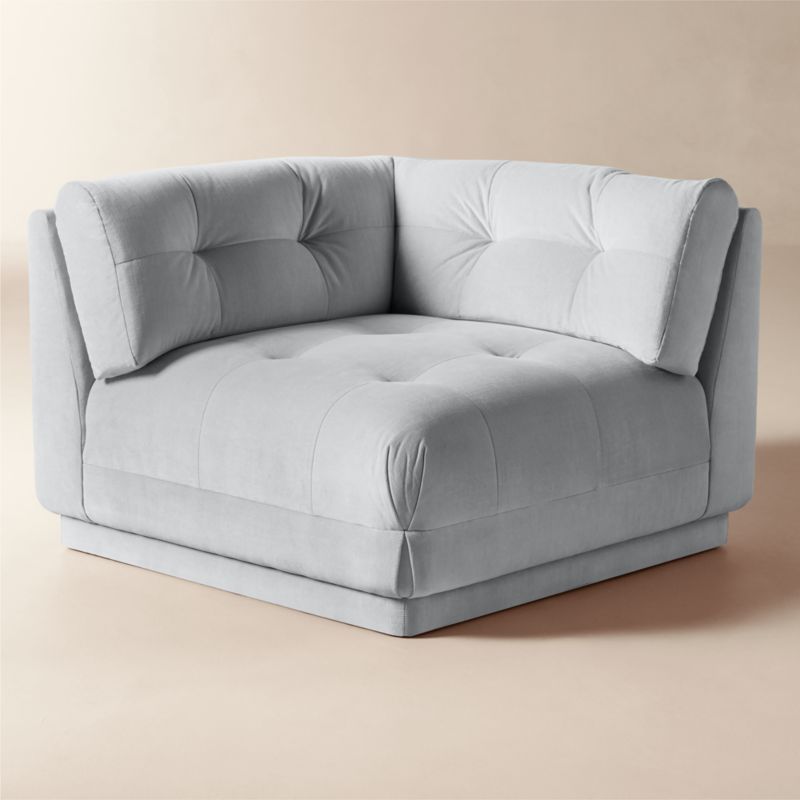 Belmond Light Blue Tufted Velvet Corner Chair - image 3 of 9