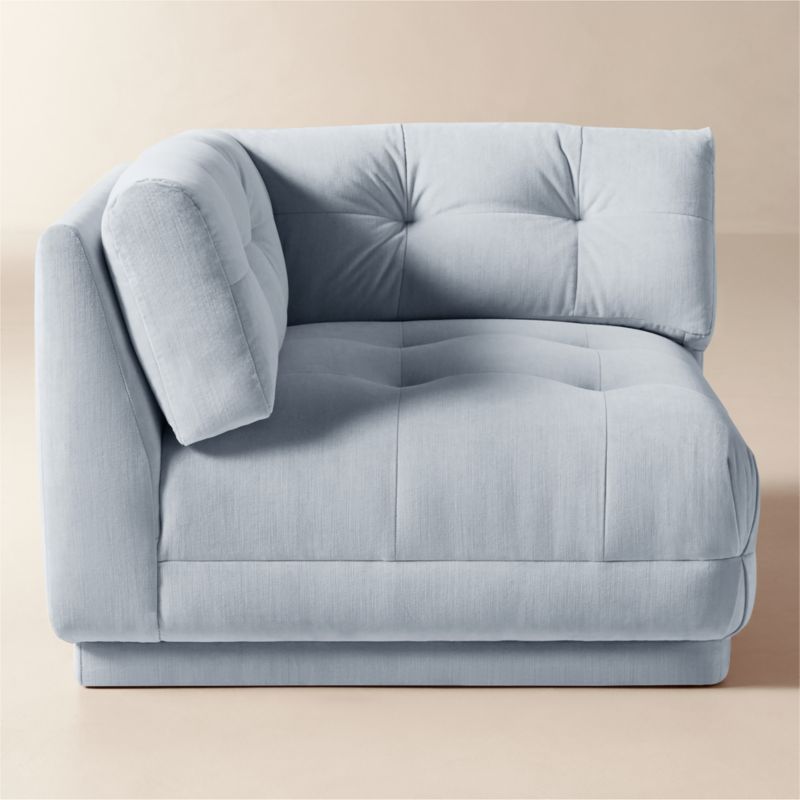 Belmond Light Blue Tufted Velvet Corner Chair - image 4 of 9