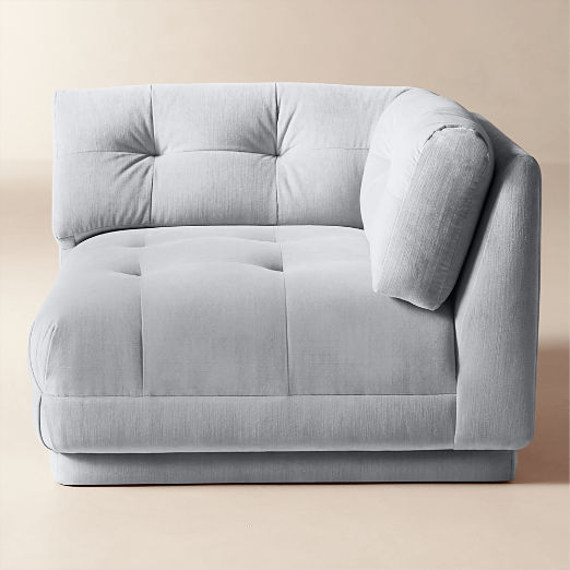 Belmond Light Blue Tufted Velvet Corner Chair