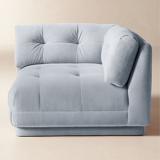Belmond Light Blue Tufted Velvet Corner Chair
