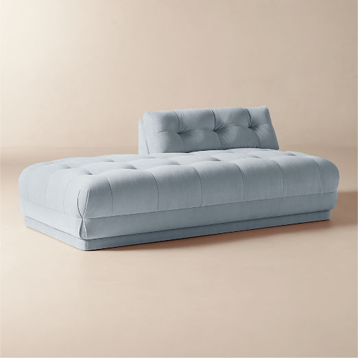 Belmond Light Blue Tufted Velvet Left-Arm Bumper