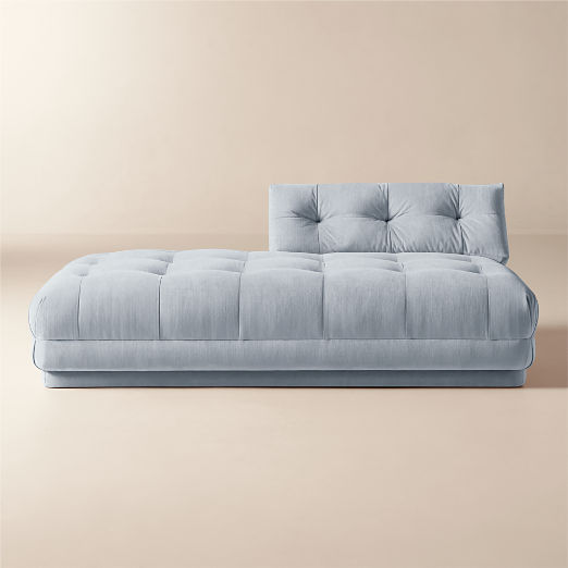 Belmond Light Blue Tufted Velvet Left-Arm Bumper