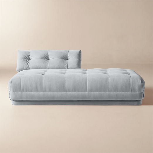 Belmond Light Blue Tufted Velvet Right-Arm Bumper