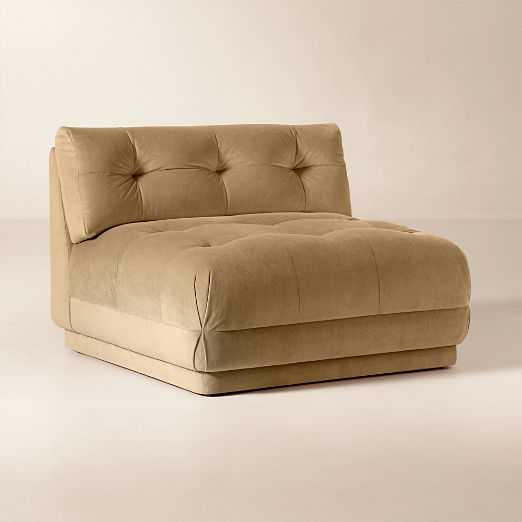 Belmond Tufted Light Brown Velvet Armless Chair