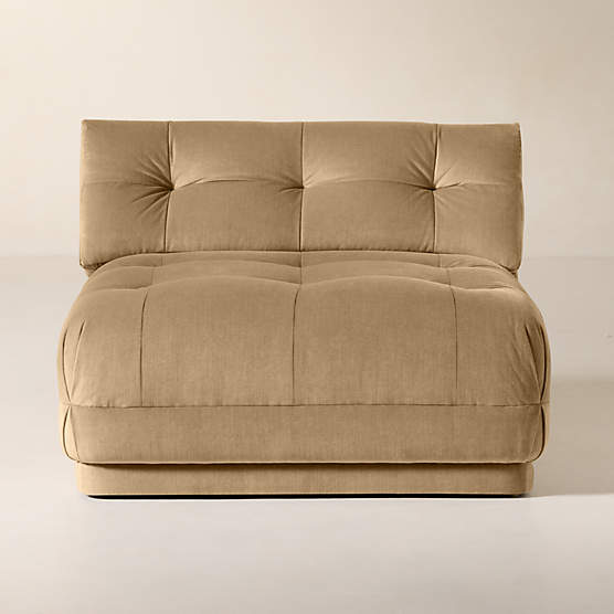 Belmond Tufted Light Brown Velvet Armless Slipper Chair