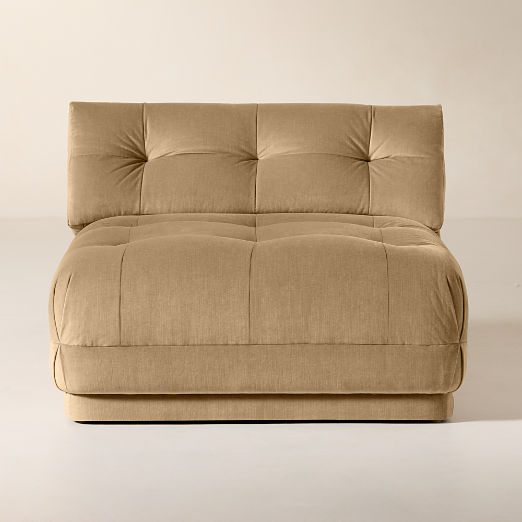 Belmond Tufted Light Brown Velvet Armless Slipper Chair