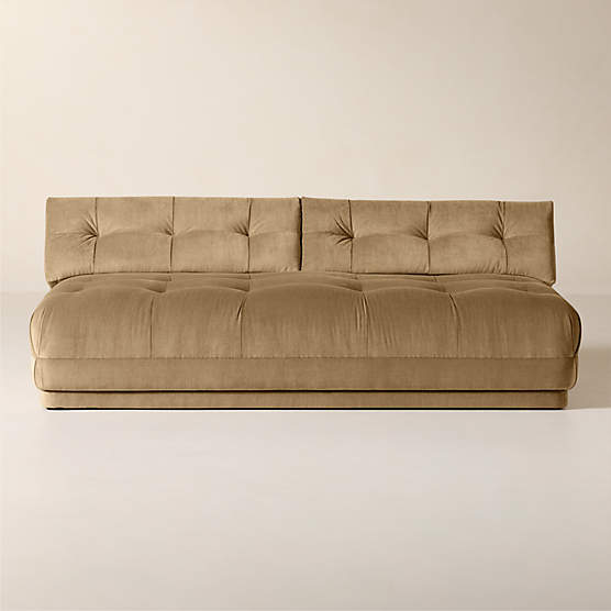 Belmond 82" Tufted Light Brown Velvet Armless Sofa