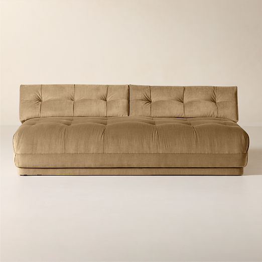Belmond 82" Tufted Light Brown Velvet Armless Sofa