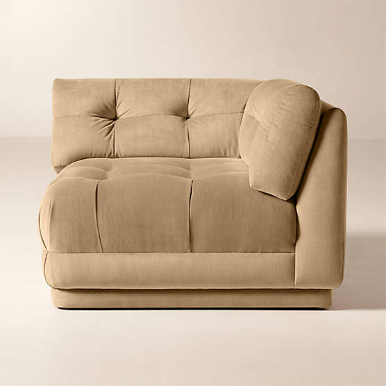 Belmond Tufted Light Brown Velvet Corner Chair