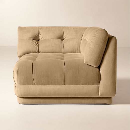 Belmond Tufted Light Brown Velvet Corner Chair