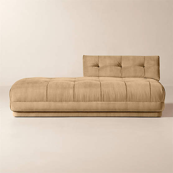 Belmond Tufted Light Brown Velvet Left-Arm Bumper