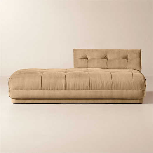 Belmond Tufted Light Brown Velvet Left-Arm Bumper